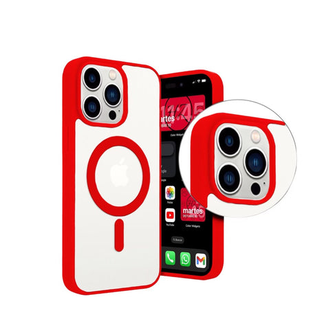15/15 Pro / 15 Pro Max Funda Magnética Transparente HZ con Borde a Color - Estilo y Protección en Silicona Premium para iPhone