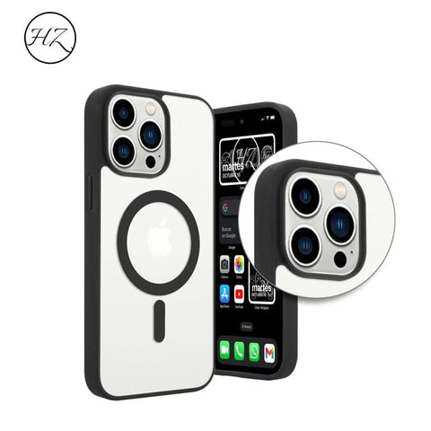 14/14 Pro / 14 Pro Max Funda Magnética Transparente HZ con Borde a Color - Estilo y Protección en Silicona Premium para iPhone