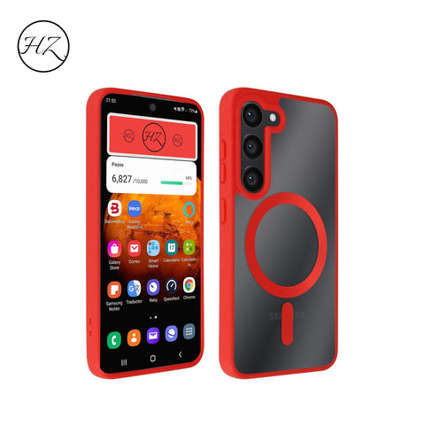 S22/S22Plus/S22Ultra Funda Transparente con Borde de Color para Samsung S22 Serie con MagSafe – Elegancia y Protección en Armonía