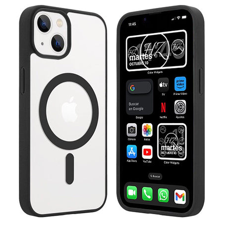 13/13 Pro / 13 Pro Max Funda Magnética Transparente HZ con Borde a Color - Estilo y Protección en Silicona Premium para Iphone